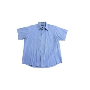 Bert Pulitzer Shirt Mens XL Blue Chambray Short Sleeve Button Front Pocket